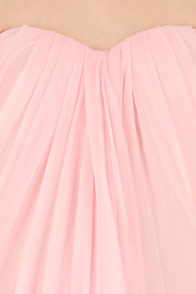 Shop Alexander Mcqueen Strapless Draped Maxi Dress In Pink