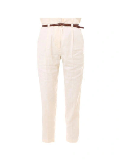 Shop Brunello Cucinelli High Waist Cropped Trousers In White