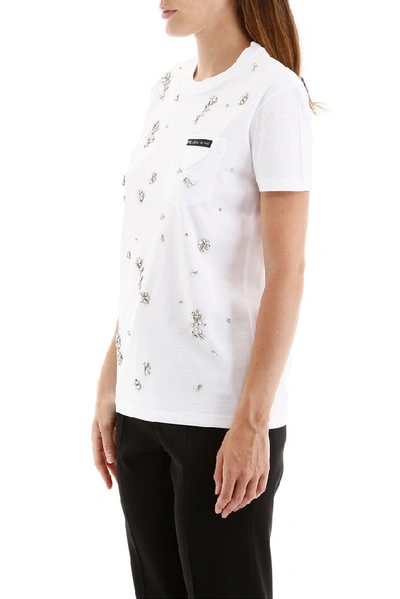 Shop Prada Floral Embellished T In White