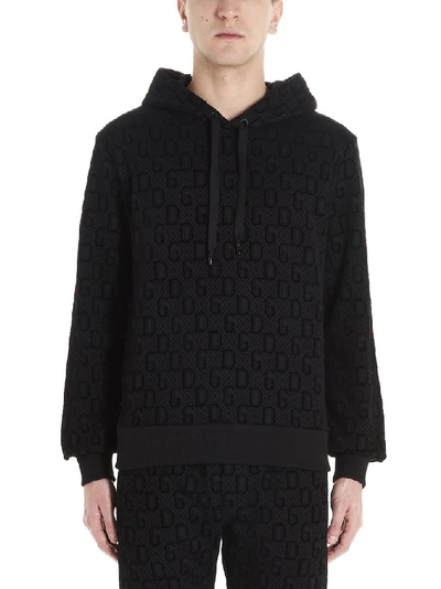 Shop Dolce & Gabbana All Over Logo Hoodie In Black