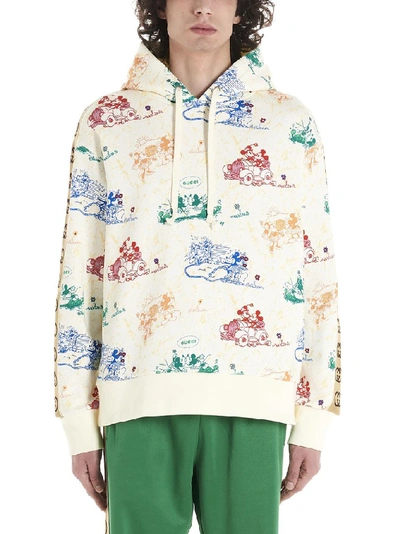 Shop Gucci Mickey Mouse Print Drawstring Hoodie In Multi