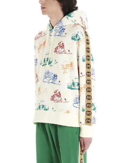 Shop Gucci Mickey Mouse Print Drawstring Hoodie In Multi