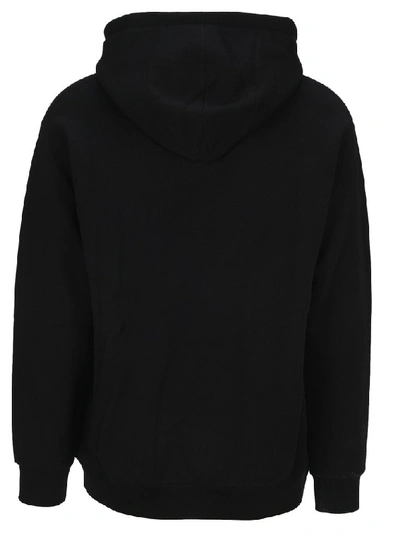 Shop Gucci Boutique Print Drawstring Hoodie In Black