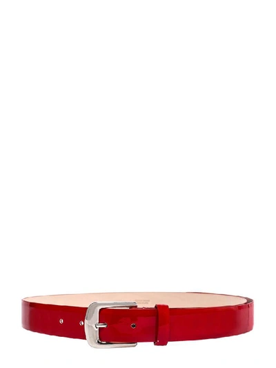 Shop Maison Margiela Shiny Buckle Belt In Red