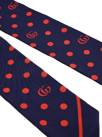 Shop Gucci Polka Dot Neck Bow In Blue