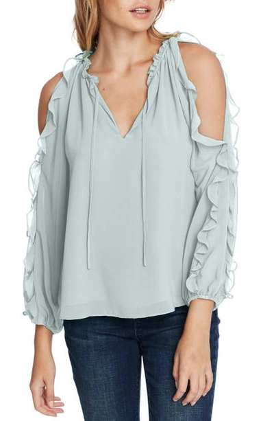 Shop 1.state Ruffle Cold Shoulder Top In Dusty Mint