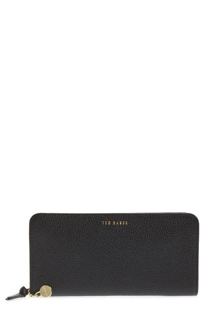 Shop Ted Baker Sheidaa Zip Leather Wallet In Black