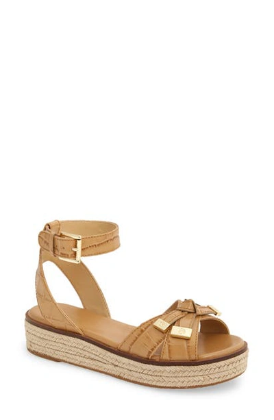 Shop Michael Michael Kors Ripley Platform Sandal In Peanut Leather