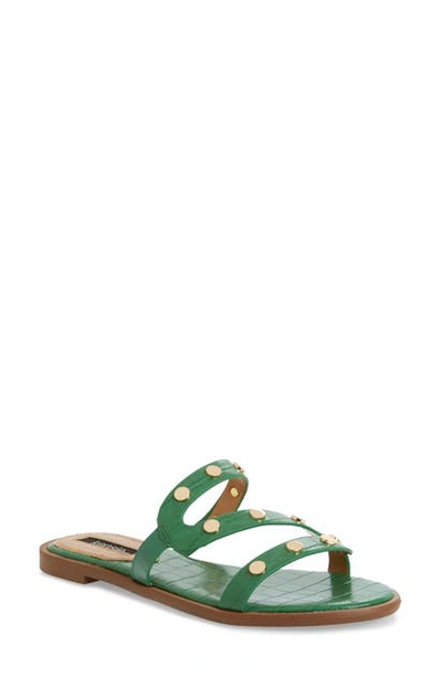 Shop Kensie Malania Slide Sandal In Green Croco Leather