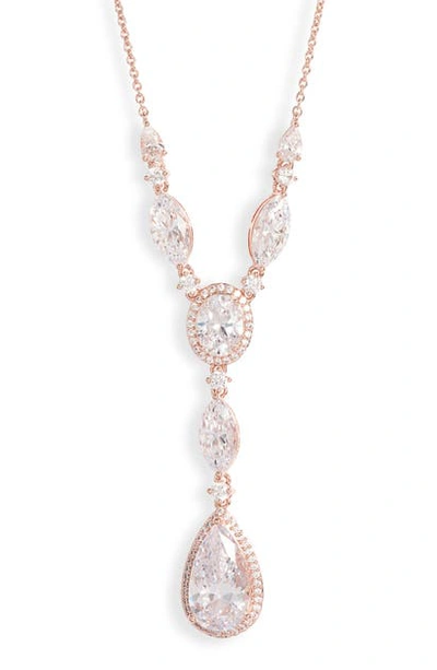 Shop Nadri Pendant Y-necklace In Rose Gold