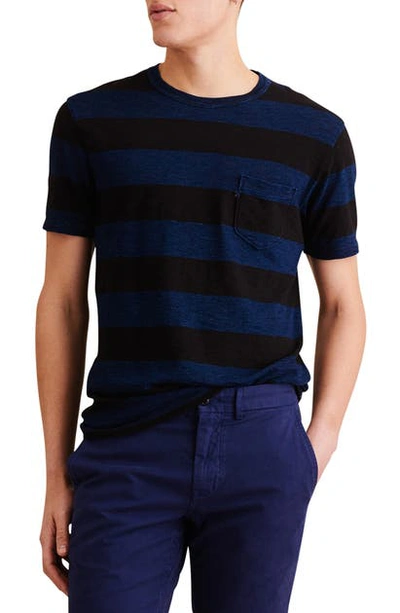 Shop Alex Mill Stripe Slub Pocket T-shirt In Blue