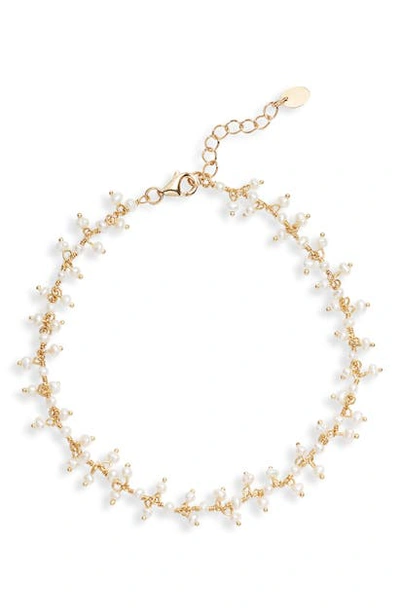 Shop Argento Vivo Genuine Pearl Dangle Bracelet In Gold