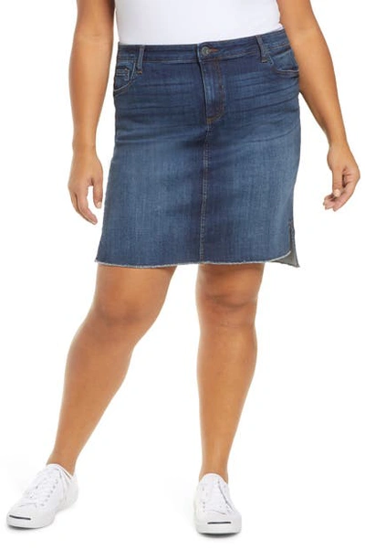 Shop Kut From The Kloth Connie Fray Step Hem Denim Skirt In Affectionate