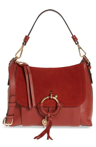Shop See By Chloé Small Joan Leather Shoulder Bag In Faded Red