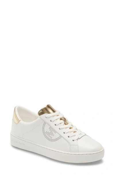 Shop Michael Michael Kors 'keaton' Sneaker In White/ Gold Leather