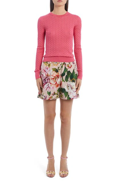 Shop Dolce & Gabbana Floral Print Cotton Shorts In Pink Floral
