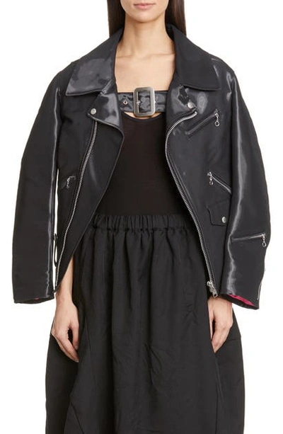 Shop Junya Watanabe Buckle Harness Moto Jacket In Black X Neon Pink