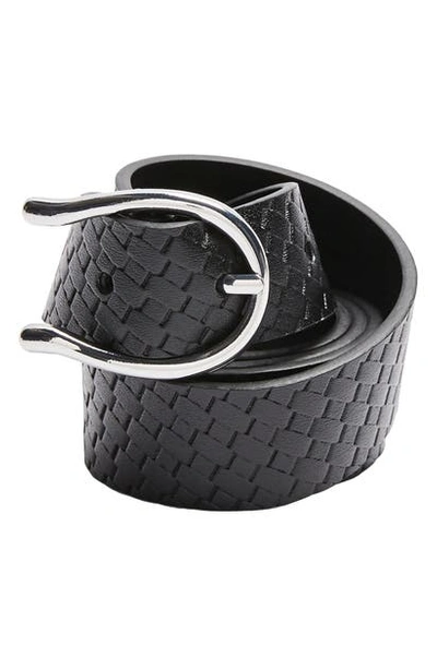 Shop Topshop Textured Wishbone Buckle Belt In Black