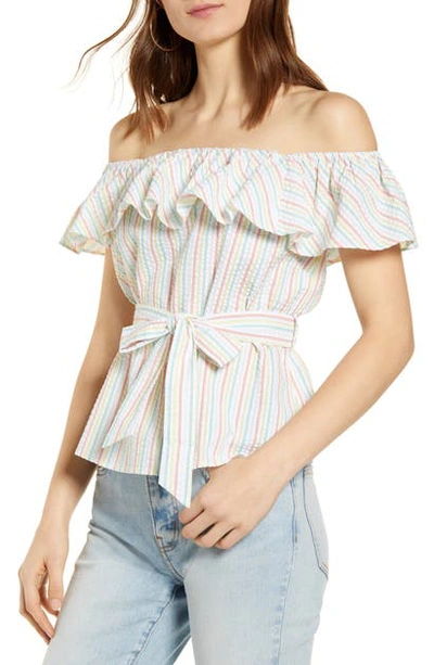 Shop Ali & Jay Korakia Stripe Off The Shoulder Top In Multi