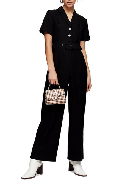 Shop Topshop Sadie Belted Jumpsuit In Black