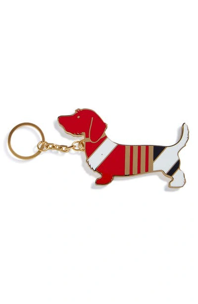 Shop Thom Browne Hector Brass Key Ring In Red/white/blue