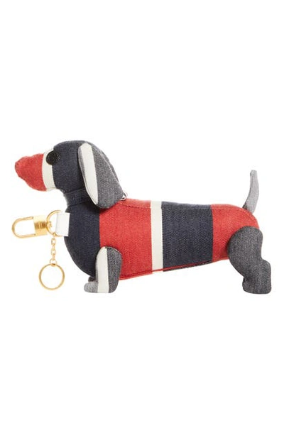 Shop Thom Browne Hector Stripe Bag Charm In Red/white/blue