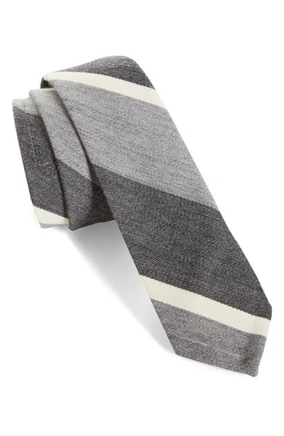 Shop Thom Browne Stripe Wool & Cotton Tie In Med Grey