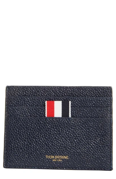 Shop Thom Browne Leather Card Holder In Red/white/blue