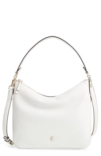 Shop Kate Spade Medium Polly Leather Shoulder Bag In Optic White