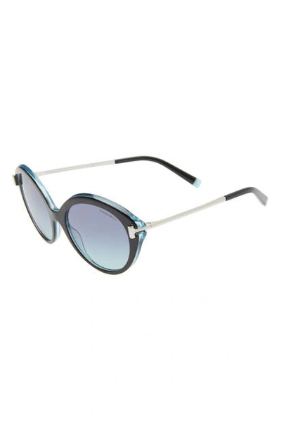 Shop Tiffany & Co 54mm Gradient Round Sunglasses In Black/ Azure Grad