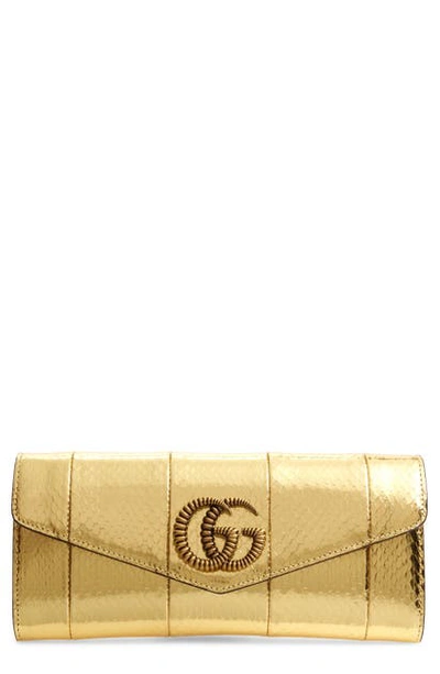 Shop Gucci Broadway Genuine Snakeskin Evening Clutch In Gold