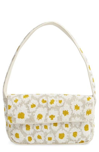 Shop Staud Tommy Floral Beaded Shoulder Bag In Daisy White Beading