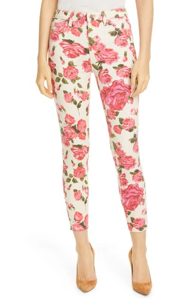 Shop L Agence Margot Floral Crop Skinny Jeans In Dawn/ Rosewood Serafina
