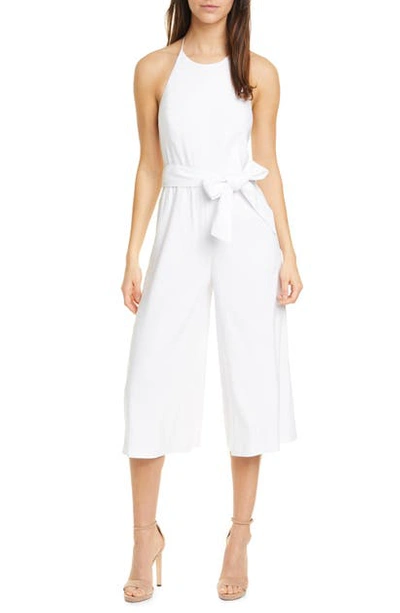 Shop Alice And Olivia Franny Halter Neck Crop Jumpsuit In White