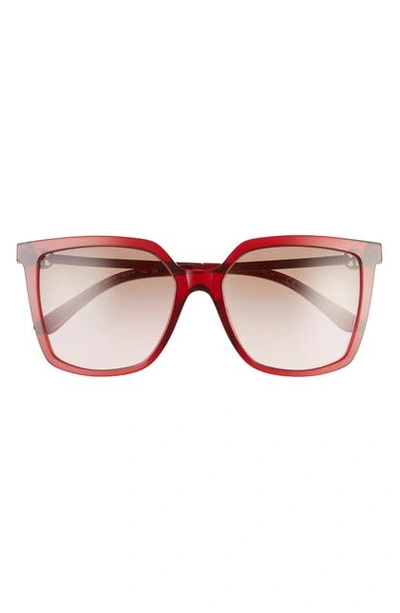 Shop Tory Burch 55mm Square Sunglasses In Red/ Rose Brown Gradient
