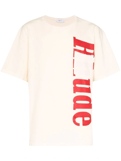 Shop Rhude Pocket Detail Logo Cotton T-shirt In Neutrals