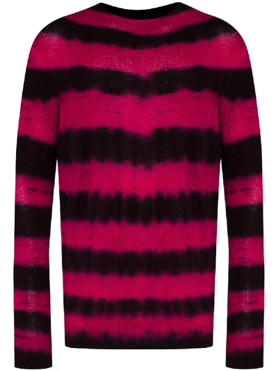 Shop The Elder Statesman Ripple Tie-dye Striped Jumper In Pink