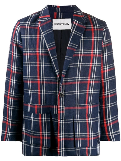 Shop Henrik Vibskov Kaii Checked Single-breasted Blazer In Blue