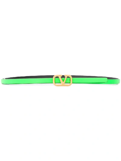 Shop Valentino Vlogo Skinny Belt In Green