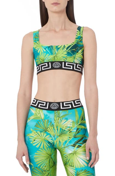 Shop Versace Jungle Print Sports Bra In Green And Print