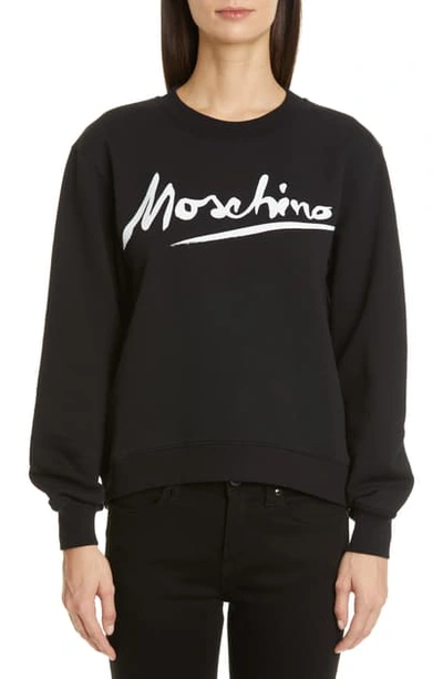 Shop Moschino Logo Sweatshirt In 1555 Black