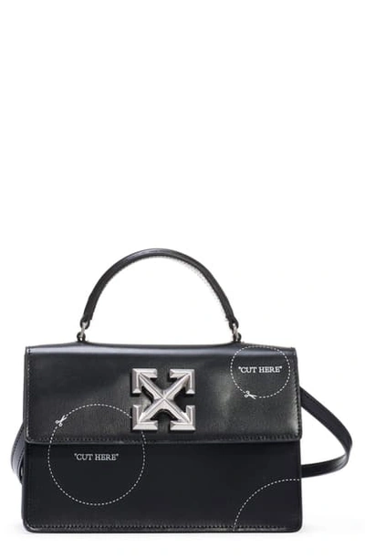 Shop Off-white Cut Here Jitney 1.4 Leather Bag In Black White