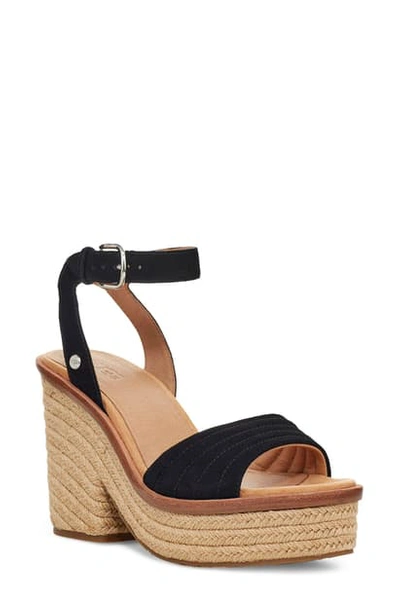 Shop Ugg Laynce Ankle Strap Platform Sandal In Black Suede