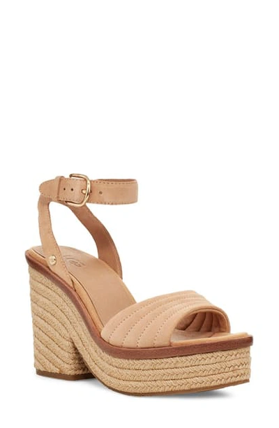 Shop Ugg Laynce Ankle Strap Platform Sandal In Bronzer Suede