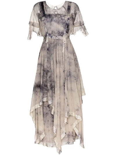 Shop Mimi Prober Susanna Tie-dye Effect Maxi Dress In Grey