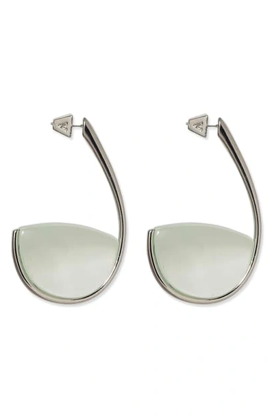 Shop Vince Camuto J-hoop Earrings In Rhodium/ Sea Green