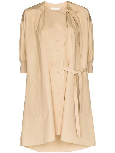 Shop Chloé Button-front Shirt Dress In Neutrals