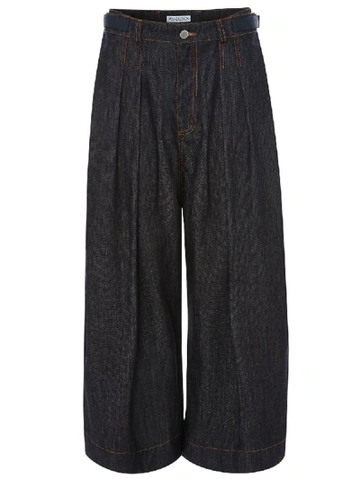 Shop Jw Anderson Pleated Cropped Trousers In Black