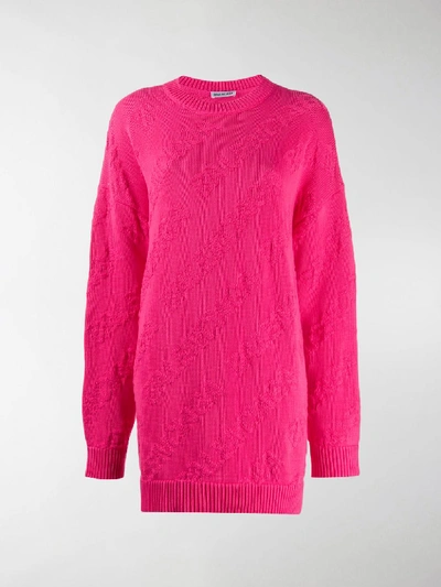 Shop Balenciaga Knitted Logo Jumper In Pink