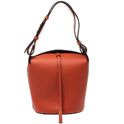 Pre-owned Burberry Clementine Leather Small Bucket Bag In Orange